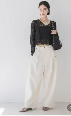JEANASIS バレルレッグボリュームパンツ アイボリー Mサイズ