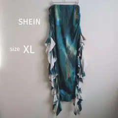 SHEIN 【XL】フリル付き グラデーション ロングスカート 衣装
