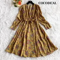 COCODEAL 花柄ラップワンピース リボンベルト付き マスタード Mサイズ