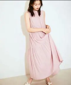 vis ビス　ティアードロングワンピース　ピンク