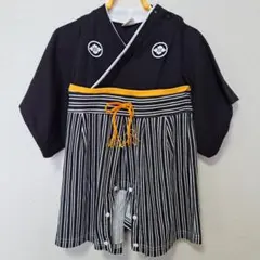 ベビー袴スタイル服 黒 ストライプ　サイズ70