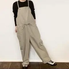 （ｇ）グラム ヴィンテージ ワッシャー サロペット オーバーオール ベージュ綿