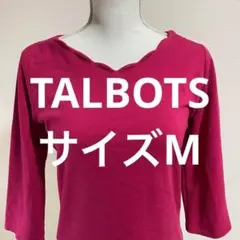 TALBOTS ピンク スカラップネック 五分袖トップス (0472)