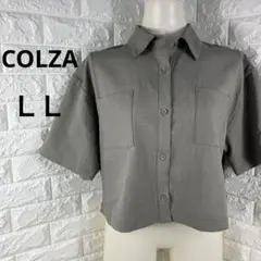 COLZA グレー ショート丈　半袖シャツ　 大きめ　ゆったり　LLサイズ