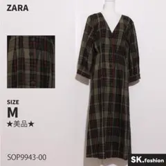 ★ZARA★チェック柄チュールワンピース カーキ チェック柄ドレープチュールワンピース - カーキ | ZARA Japan