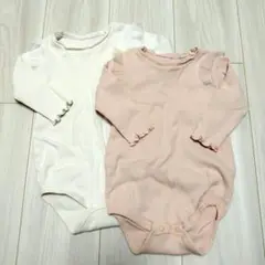 【早割】肩フリル付き長袖ロンパース ８０サイズ ２色セット アカチャンホンポ