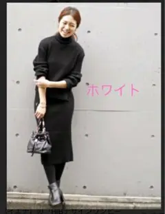 IENA RIBデザインワンピース ホワイト