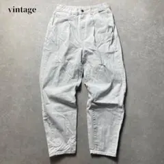 vintage ホワイトデニムワイドテーパードパンツ ワンタック 白ジーンズ古着