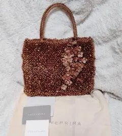 美品 ANTEPRIMA ワイヤーバッグ ハンドバッグ 小花 ブラウン