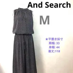 【美品A】And Search ワンピース ノースリーブ ゴム 花柄 M