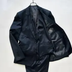 未使用級 スーツセレクト 3ピース セットアップ シルク ブラック 光沢