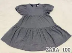美品♡ZARA フレア♡ギンガムチェック 半袖ワンピース 100