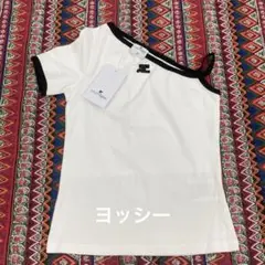 courrèges 片肩デザイン Tシャツ ホワイト