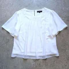 【USED】リフレクト　白　シフォン　半袖ブラウス　11号