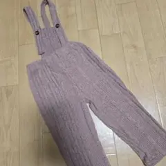 オーバーオール　ニット　ピンク