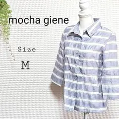 mocha giene ボーダー 五分袖シャツ M