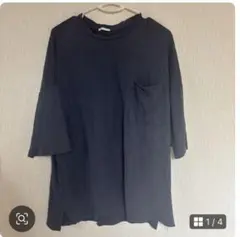 GU ジーユー　Tシャツ半袖　M ネイビー✗グレー