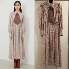 美品 rienda アラベスクボウタイシャツワンピ