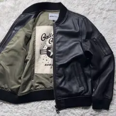極美品✨AVIREX フライトジャケット　MA-1 羊革　ラムレザー 黒　M