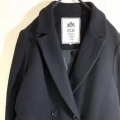 【カシミヤ混】スローブイエナ ダブルロングコート チェスターコート ブラック