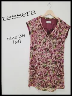 tessera 花柄ミニワンピース M リボン ポケット