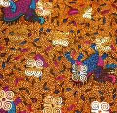 アフリカンワックスプリント　ドラゴン　300×110cm　ブロードクロス　金