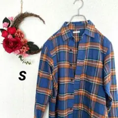 【メンズ】ジーユー◇フランネルチェックシャツ(長袖)【S】カジュアル シンプル