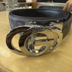 ダブルGロゴ レザーベルト 黒