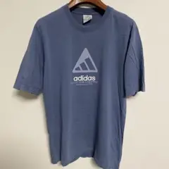 adidas アディダス ロゴプリント Tシャツ ブルー M