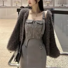 【YILON MADE】 Romantic bustier dress GRAY