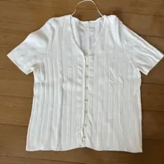 ホワイトVネックカーディガン XL