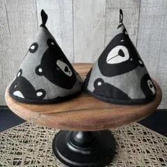 ● Handmade 三角鍋つかみ クマ くまさん ベア グレー staub ●