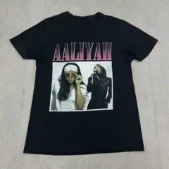 アリーヤ　R&B　フォト　半袖　Tシャツ　ミュージシャン　古着　ブラック　黒　M