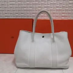 美品☆ガーデンパーティーPM☆真っ白ホワイト☆エルメス正規店クリーニング済