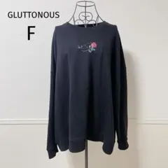 ♡グルトン♡長袖トレーナー　スウェット　プルオーバー　BIGシルエット　ブラック