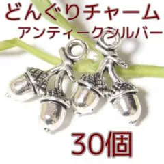 どんぐり チャーム【30個】アンティークシルバー (C196) まとめ売り