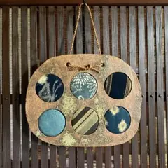 陶器と古布のオブジェ　壁掛け　①