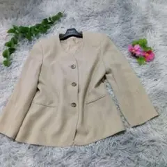 【ジュノー社】ノーカラージャケット (11) ベージュ ¡Gracias! L