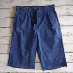 青色コットン混合ショートパンツ
