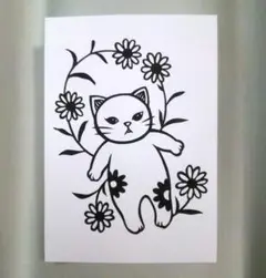 【切り絵】原画　A5サイズ　 cat33