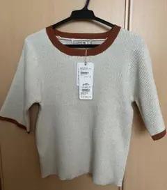 レトロガール RETRO GIRL 配色5分袖ラメニット 半袖 新品 タグ付き