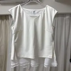 美品　Mystrada ホワイト Vネック 半袖 ブラウス　36 S