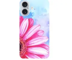 【新品】iPhone16 プラスチック ハードケース ガーベラ ピンク 水彩画