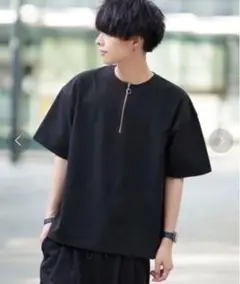 タグ付き新品 anown × DOOPZ 配色ステッチハーフジップ 半袖Tシャツ