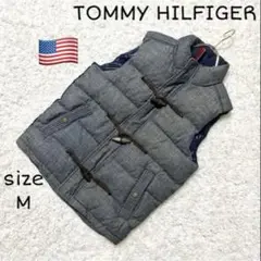 【美品❗️トミーヒルフィガー】中綿ダッフル風ベスト M メンズ グレー系