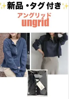 新品 タグ付き　Ungrid アングリッド テレコヘンリーショートトップス