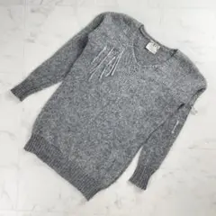 プランピーナッツ モヘヤ メランジニット グレー サイズF*SC5