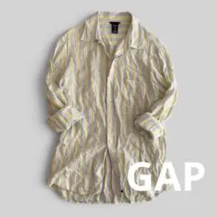 【値下げ】GAP⭐︎イエローグレー ストライプ 長袖シャツ