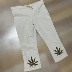 ヘンププリント ホワイト クロップドパンツ
