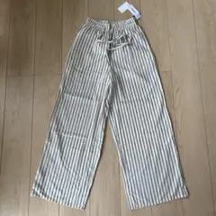 【新品】OMNES ストライプ ワイドパンツ アイボリー　フリーサイズ